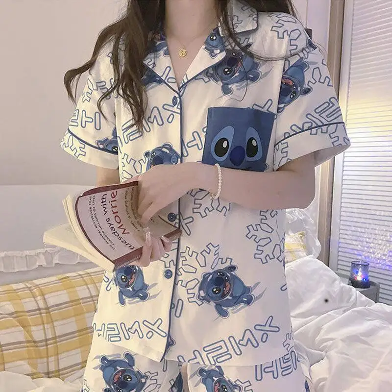 2 قطعة أنيمي لطيف طباعة المرأة بيجامة الحلو فتاة سترة قصيرة الأكمام بنطلون ملابس المنزل الكرتون Kawaii طالب بيجامة مجموعات