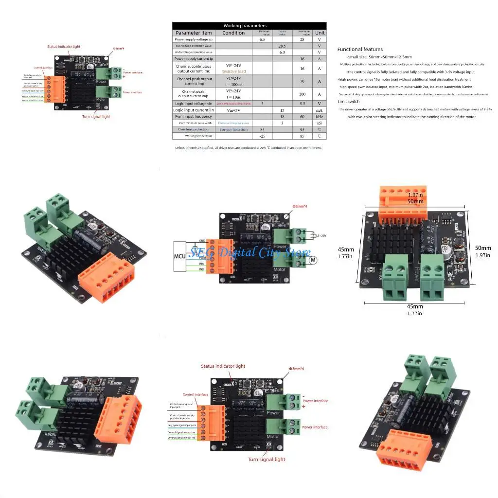 

U75B Industrial 12V24V Motor Driver Board Module For Automation Projects Support 7-24V Brushed Motors 2us Minimum Width