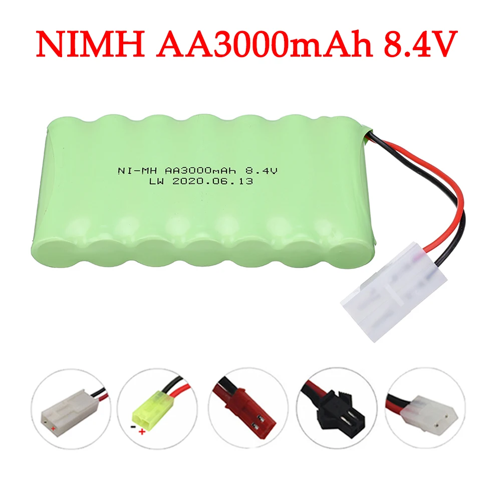 Batterie Nilaissée Rechargeable SM/Tamiya/JST, 8.4V, 3000mAh, pour Voiture RC, Camion, Réservoir, Train, Robot, Bateau, Pistolet, Nimh, AA 8.4V