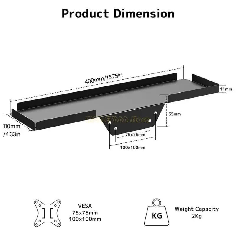 F62C Metal Screen Storage Shelf Screen Top Shelf for Router and More Space Saving