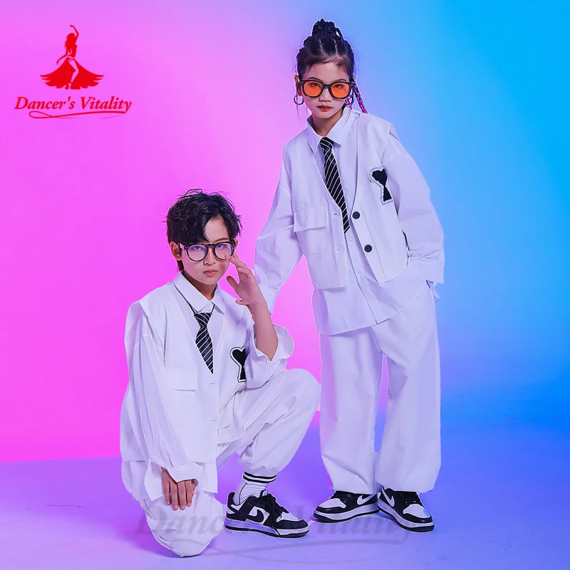 Street Dance Costumes Children's Fashion Hip-hop Locking Poping Dancing Clothing Boys' and Girls' Jazz Dance Performance Suit
