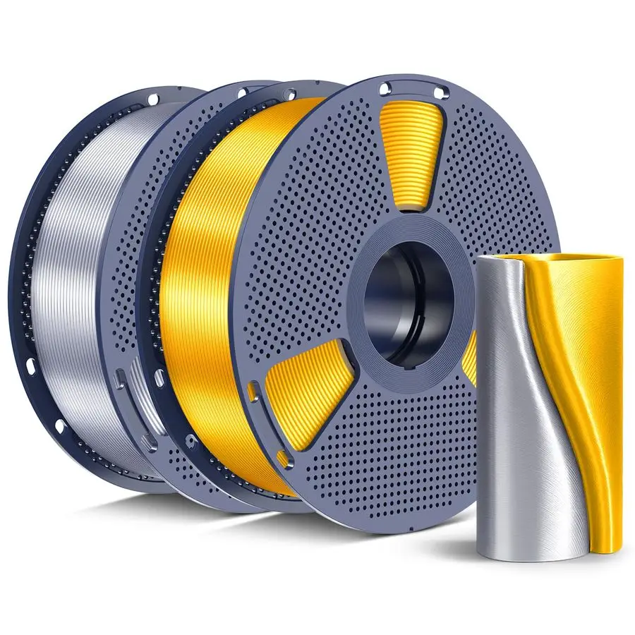 

PLA Filament 1.75mm, Chrome Like Gloss Finish, Smooth Silk Texture, Upgraded Formula for Stable Printing, 2kg4.4lbs PLA Plus 3D