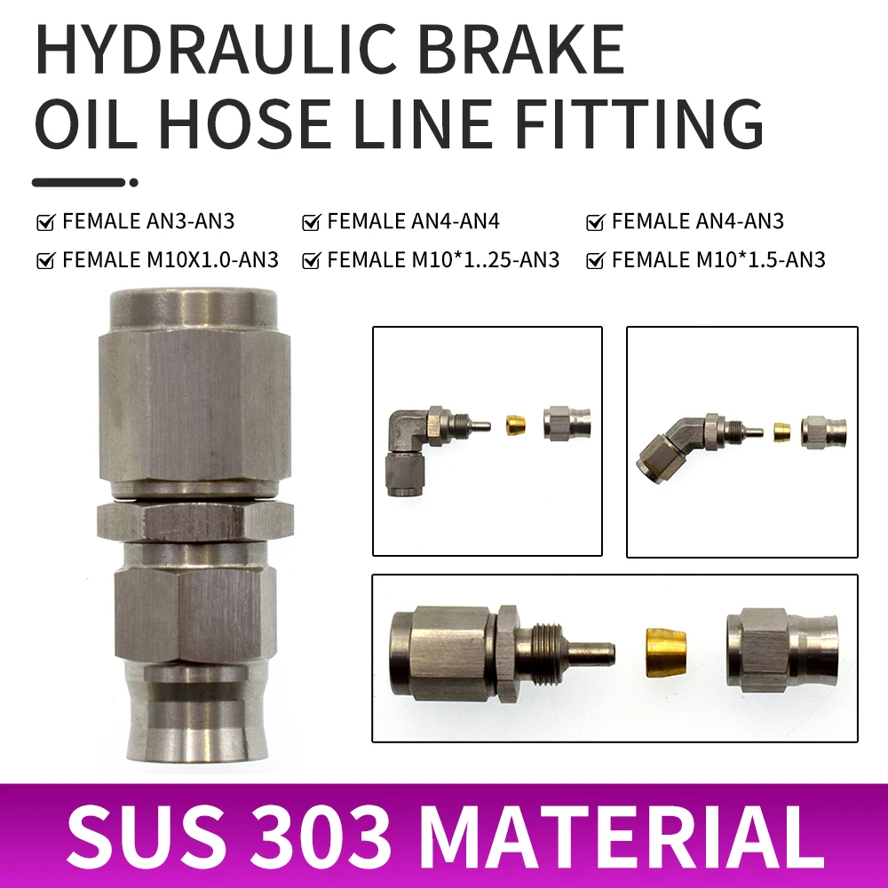 

SK CUSTOM AN3 AN4 Hydraulic Brake Oil Hose Line Fitting SUS303 STR 45° 90 Degrees Car Motorcycle PTFE Hose End Adapter Interface