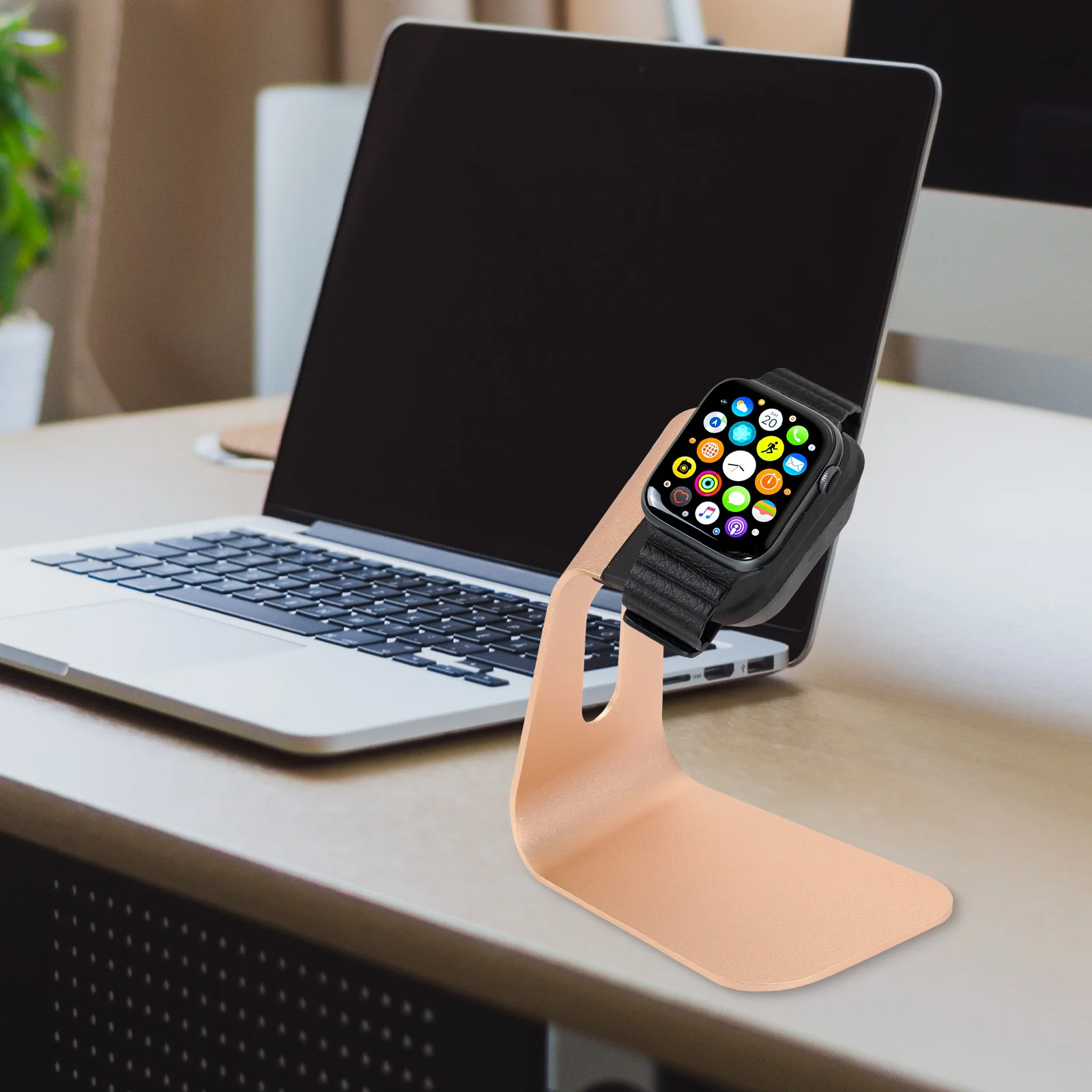 

Aluminium Alloy Watch Charging Stand Gold Support Dock Holder Comfortable Viewing Angle Charging Stand for Anti-Slip