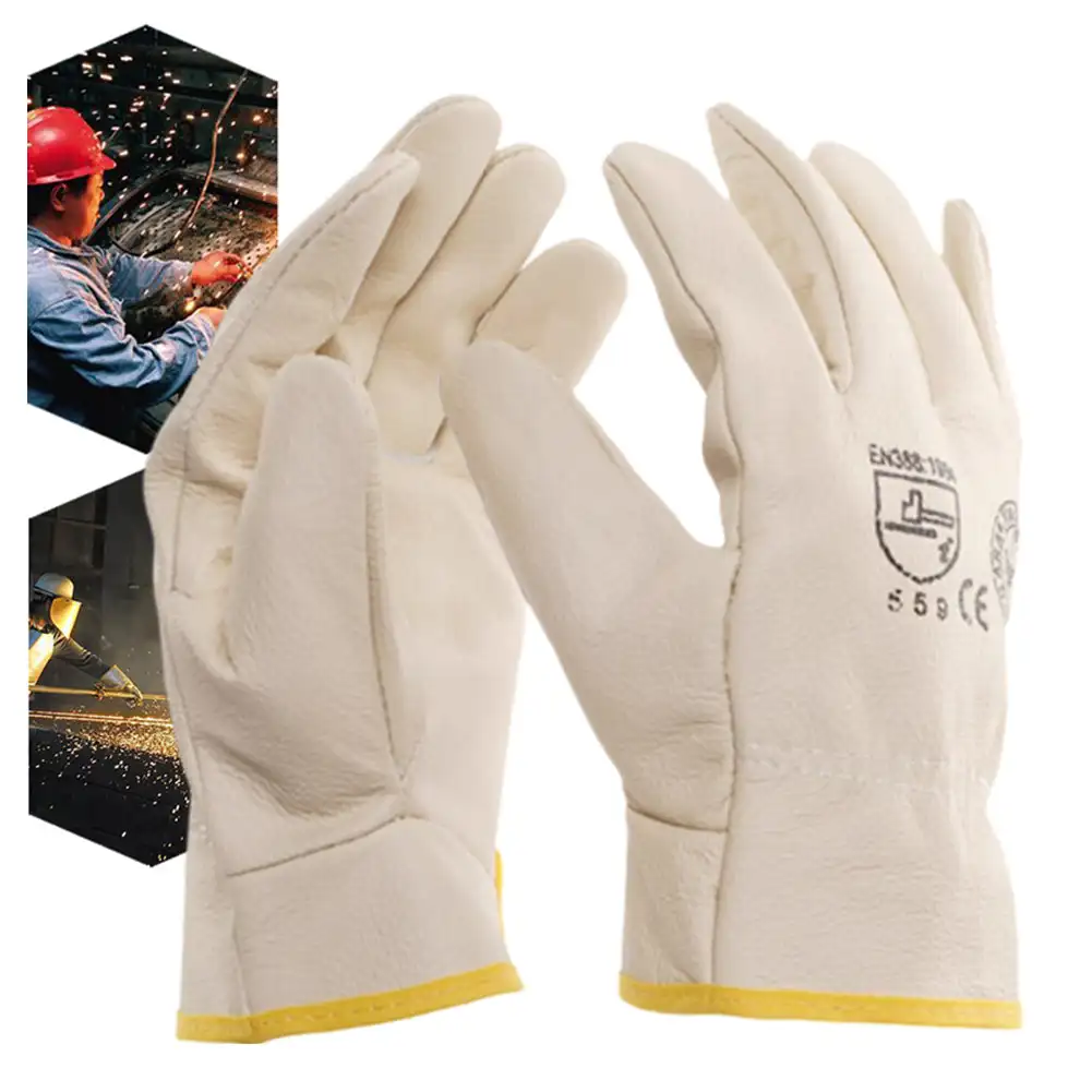 1Pair Cowhide Wear-Resistant Protective Gloves Anti-Scald Electric Welding Safety Glove Industrial Security Protective Gloves