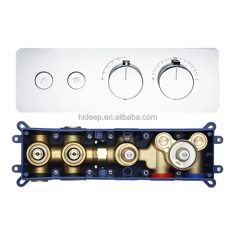 Jiangmen 2026 New Shower Main Body Two/Three/Four Function Thermostatic Switch Valve Frameless Square Hotel Sliding Brass