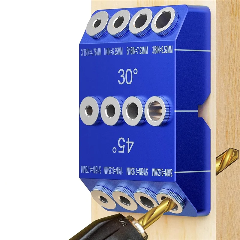 

A43F-30 45 90 Degree Angle Drill Guide Jig, Drill Jig For Angled Holes And Straight Hole With 4 Sizes Steel Drill Bits Easy To U