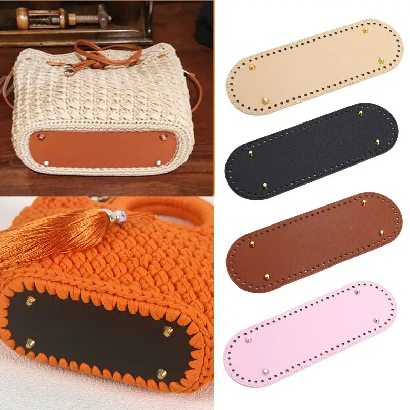 29.5*10cm Long Bottom For Knitted PU Leather Bag Base High Qualtiy Handbag Bottom With Holes Rivet Crochet Bag Part Accessories