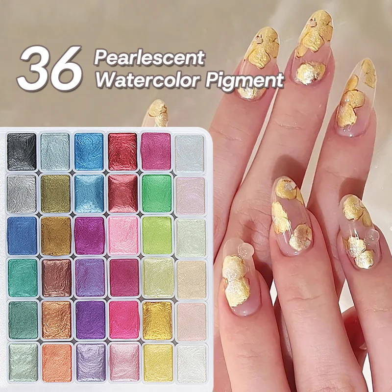

36 цветов, перламутровые акварельные краски, однотонный набор акварельных красок для рисования, рисования, письма, художественные принадлежности, принадлежности для ногтей «сделай сам»