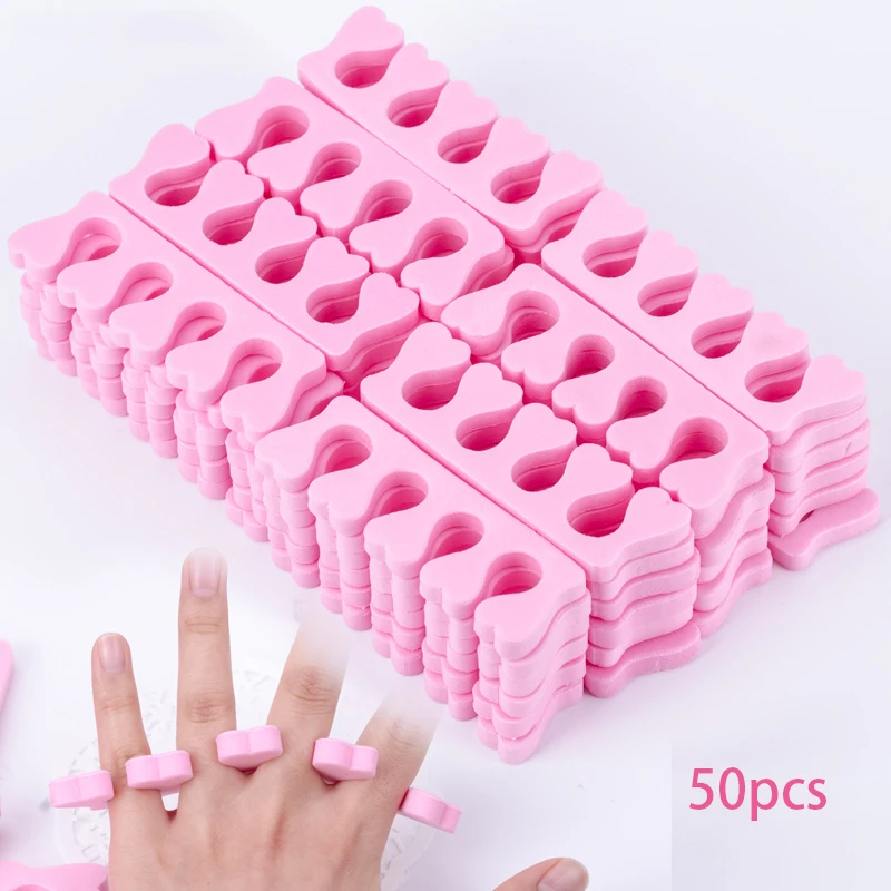 50pcs/Pack Pink Nail Art Toes Separators Fingers Foots Sponge Soft Gel UV Tools Polish Manicure Pedicure