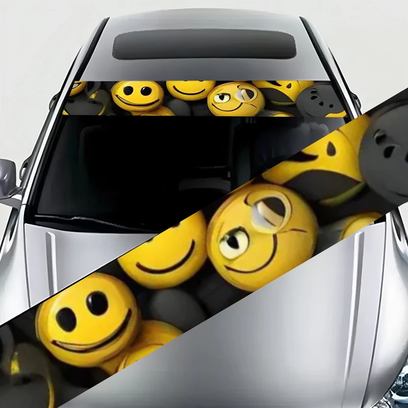 

1 Piece, Emoji Superior Performance, Unique Design, Front Windshield Sticker, Scratch Block Waterproof UV Protective Self