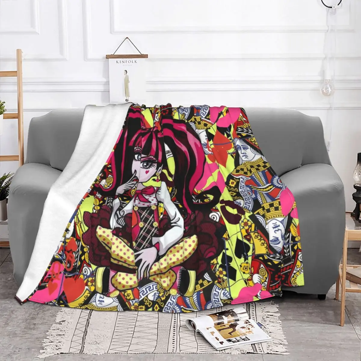 Kawaii Monster High Blanket Cover Draculaura Cartoon Fleece Throw Blankets Autumn/Winter Personalised Soft Warm Bedspreads