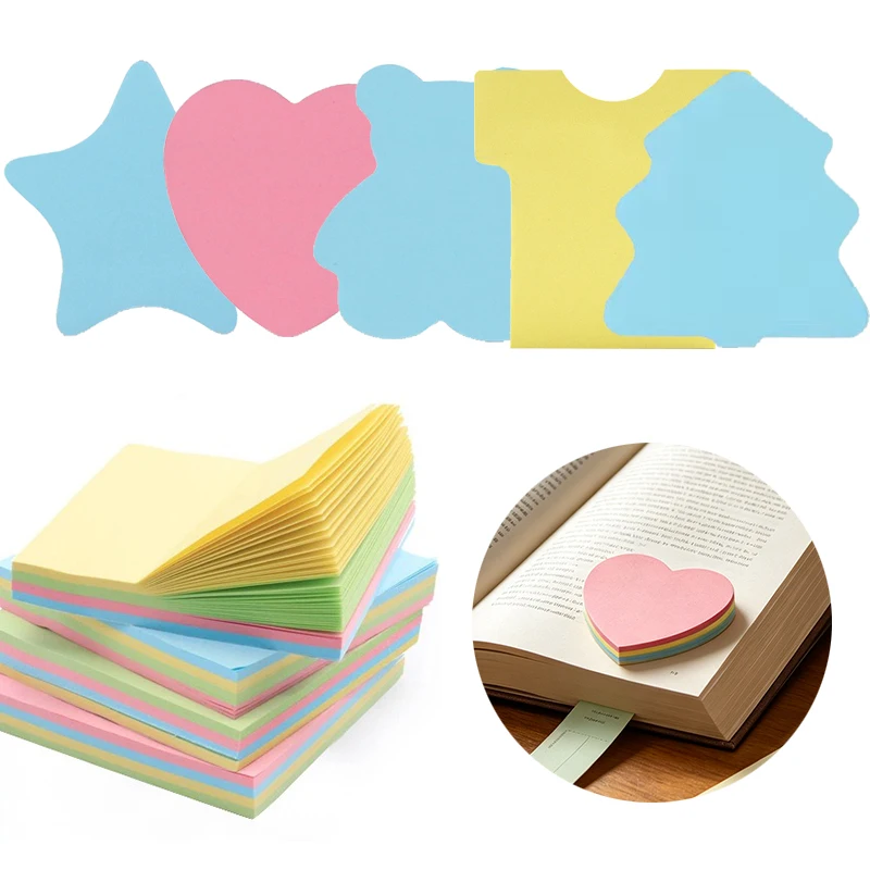100Pages/Book Sticky Note Multiple Cute Decorative Shape Self‑Adhesive Memo Pads Planner Desk Organizer Craft Paper Supplies ZYF