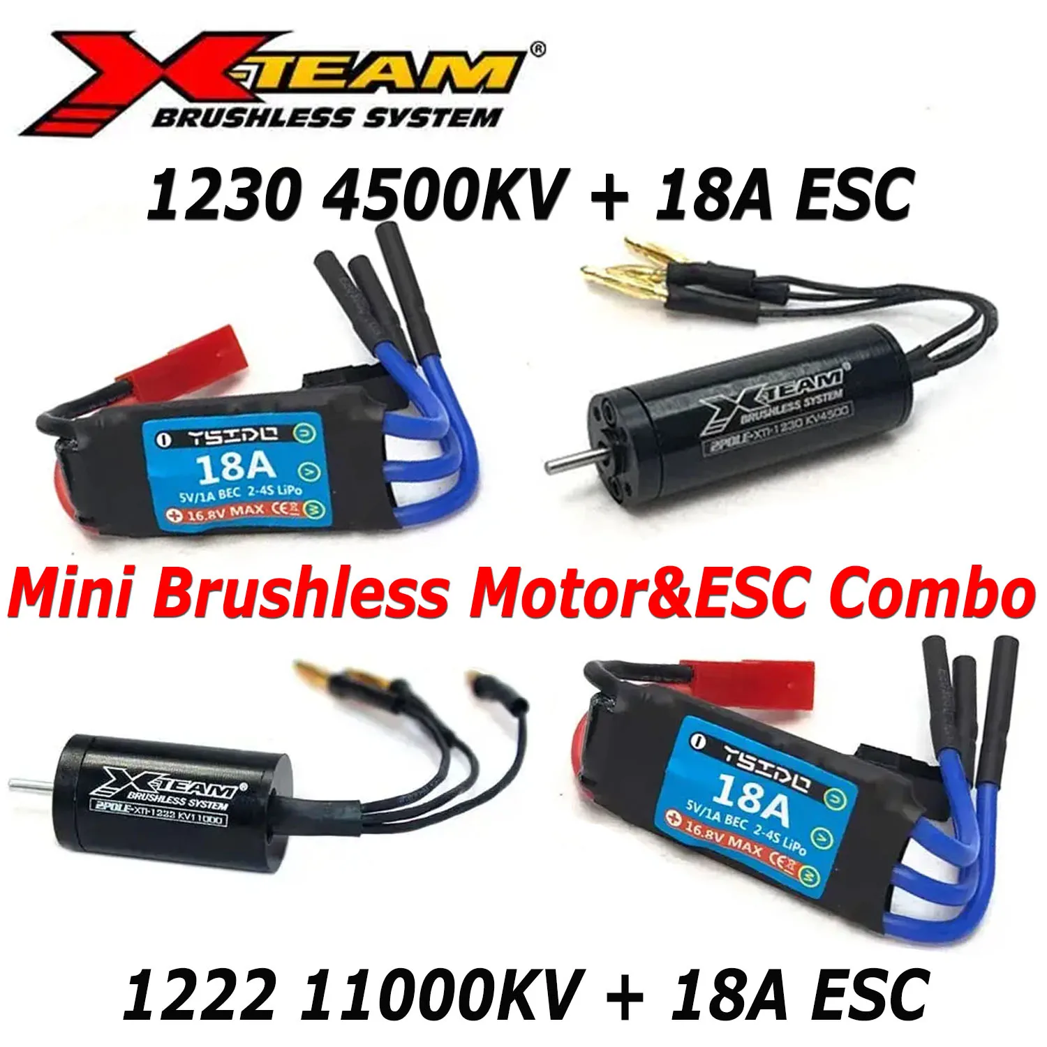 X-TEAM 1222 1230 4500KV 11000KV Mini Brushless Motor 18A ESC for Kyosho Tamiya Traxxas Mini-Z Mini-Q 1/24 1/26 1/32 1/36 RC Car