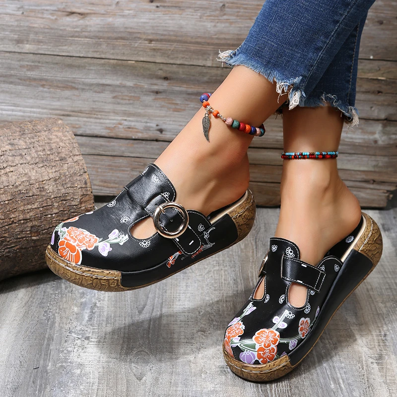 Women Slippers Summer Fashion Flat Bottom Sandals Women Candy Color Flower Ethnic Style Slippers Slides Women Zapatos De Mujer