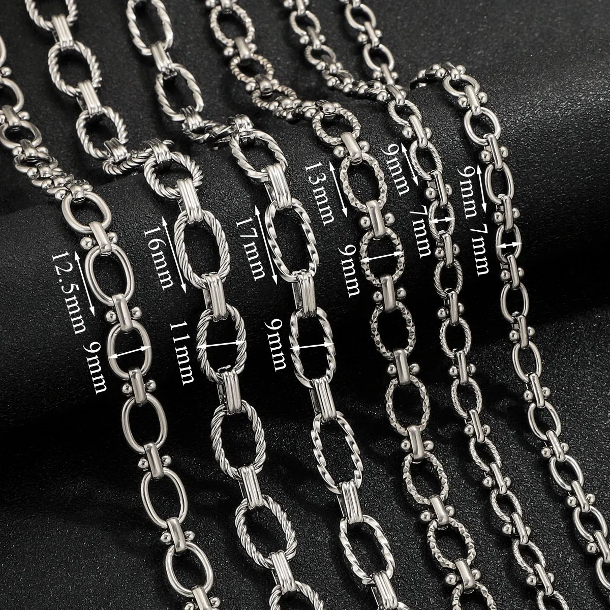 1M 새로운 고품질 스테인레스 스틸 두꺼운 체인 멀티 스타일 계란 버클 바벨 성격 펑크 DIYBracelet 목걸이를 퇴색하지 마십시오
