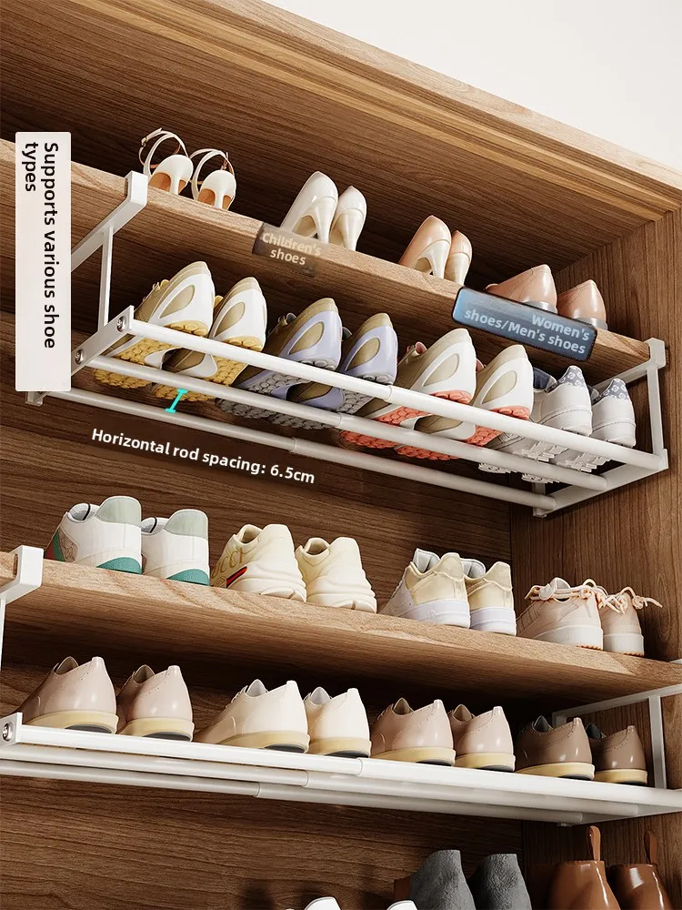 

Выдвижная подвесная полка для хранения тапочек для домашнего использования, не требующая установки, экономит место