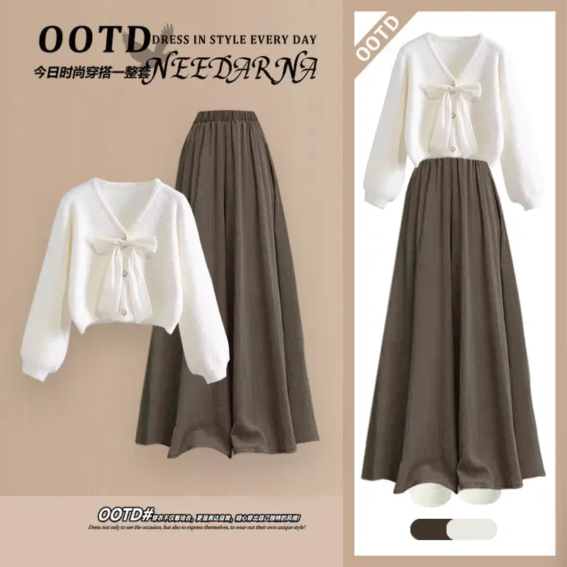 

Новая мода Y2K комплект из двух предметов женский повседневный костюм длинный свитер повседневная юбка брючный костюм