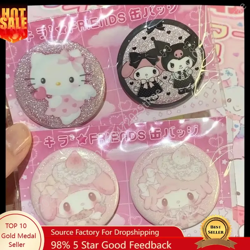 Sanrio Surrounding Strawberry News My Melody My Piano Badge Cute Hello Kitty Kuromi Cartoon Badge Cos 2pieces Cos Accessories