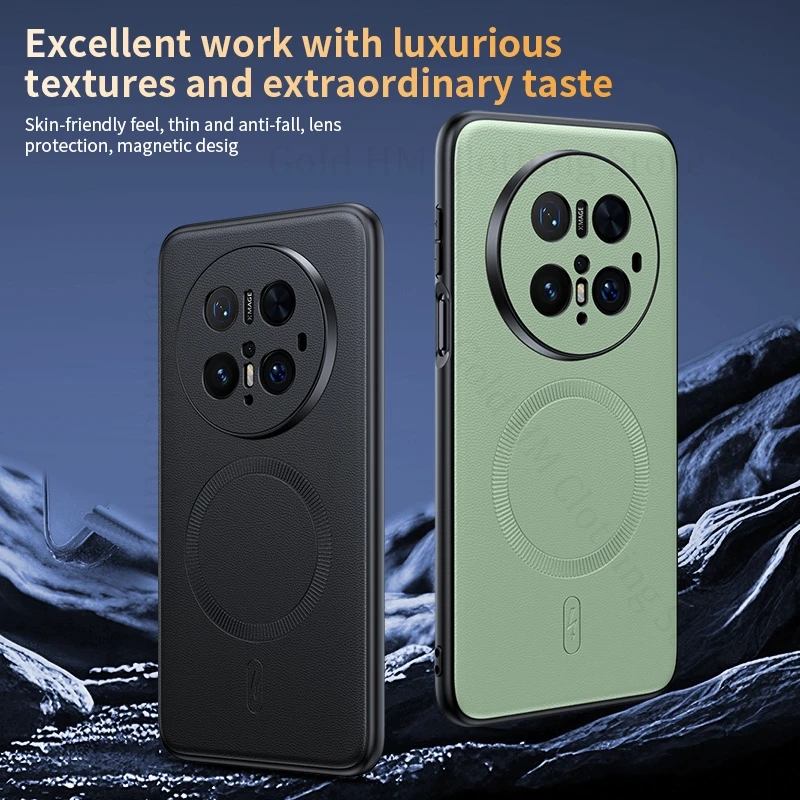 

Skin Feel Leather For Magsafe Shockproof Case For Huawei Mate 70 Pro Soft Phone Protection Back Cover For Mate 60 Pro Plus Coque