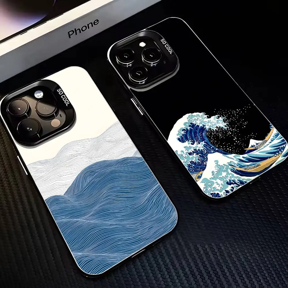 

Great Wave Kanagawa Phone Case For iPhone 16,15,14,13,12,11,Mini,Pro,MAX Black Matte Shockproof Cover