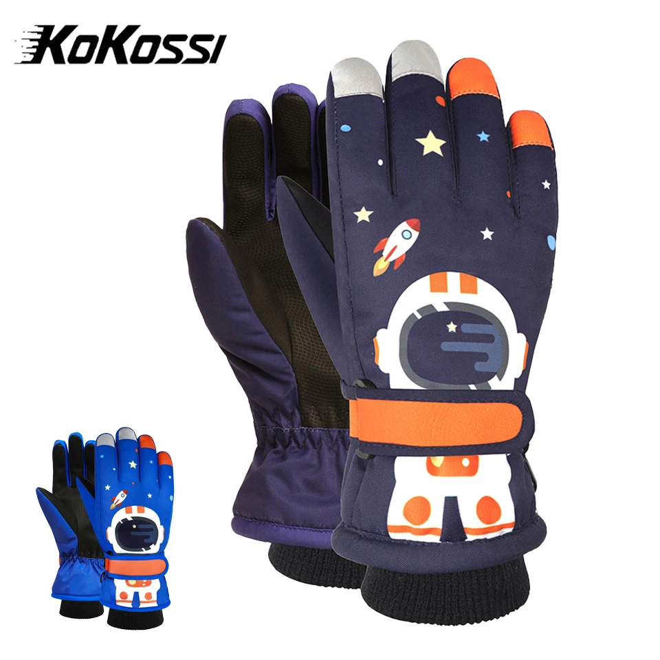 

KoKossi зимние детские лыжные перчатки, теплые утолщенные водонепроницаемые детские перчатки для сноуборда и снега для мальчиков и девочек, ветрозащитные