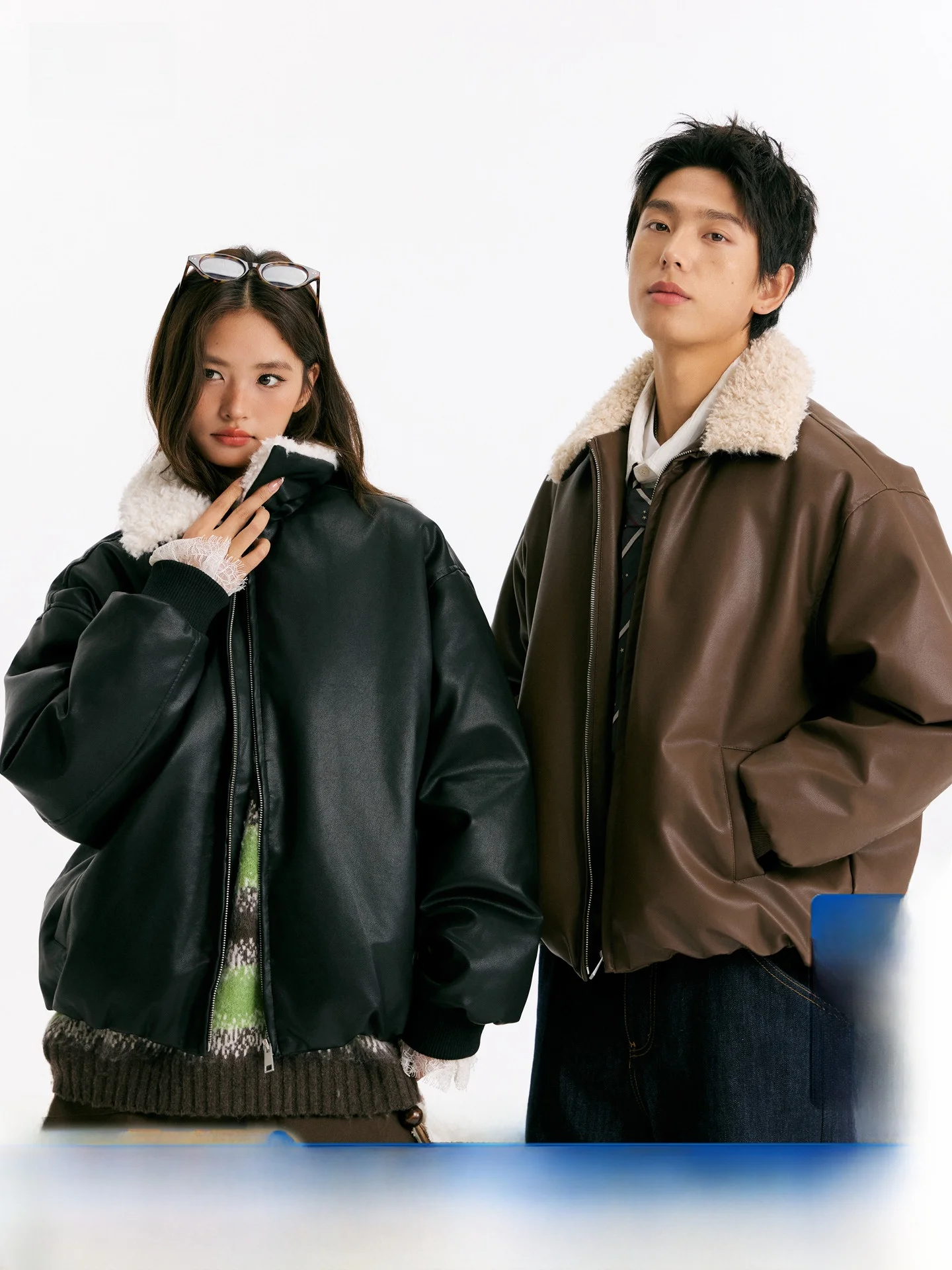 TIRED الأمريكية الرجعية بو الجلود Jaet Thiened القطن الدفء فرو الضأن طوق معطف الشتاء الشباب عارضة طويلة Sve سستة Cl... #1