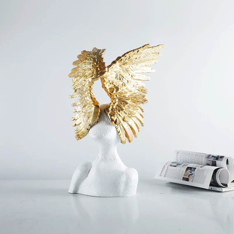 LMM modern creative art wing portrait sculpture living room home decoration