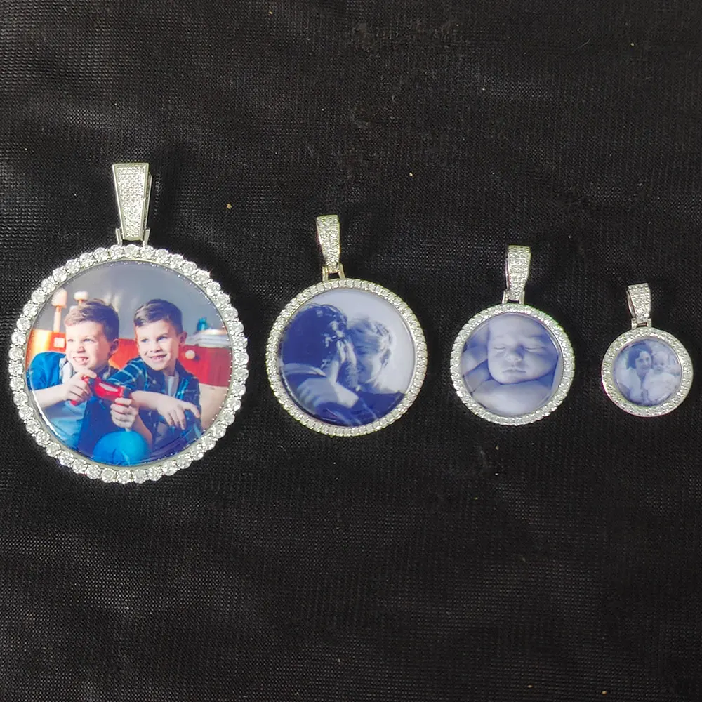 Custom Photo Pendant Memory Medallion Solid Picture Necklace Hip Hop Jewelry Personalized  Bling Iced 26/35/45/68.5MM Size Charm