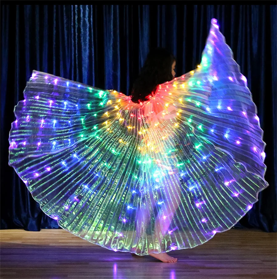 Crianças LED dança fadas ASAS coloridas borboleta dança DO ventre traje páscoa Natal Oriental dança DO ventre asluz