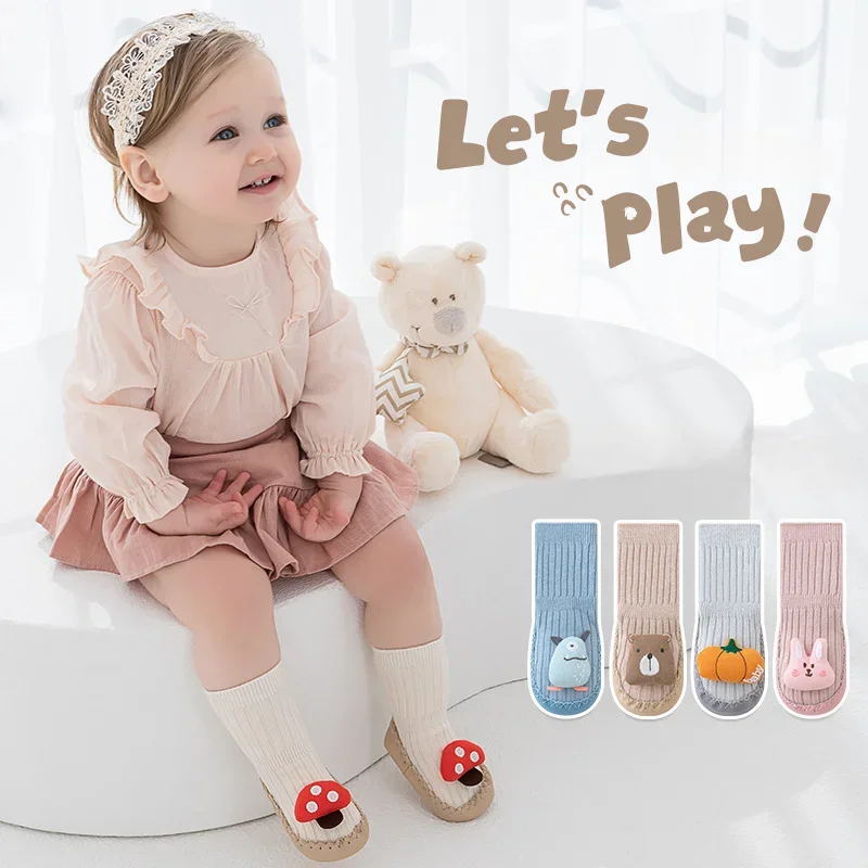 

0-18 Months Cartoon Baby Newborn Non-slip Toddler Kids Sock Glue Floor Socks Short Tube Leather Soled Socks Children Accessories