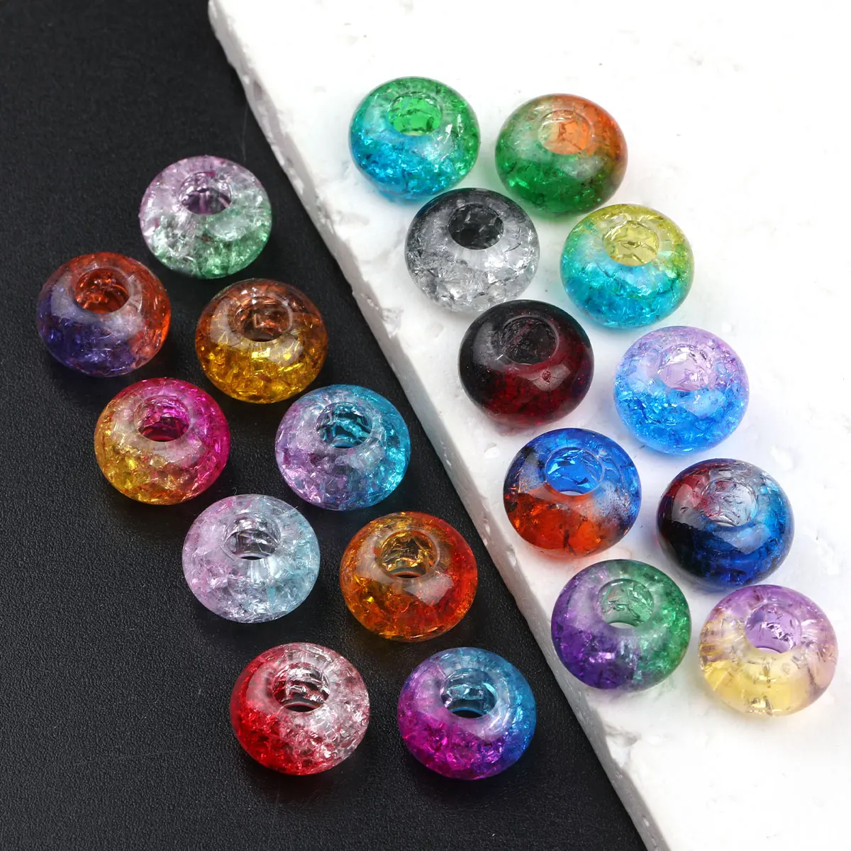 70pcs About 60g Mixed Color Semi-Transparent Color-Block Abacus Acrylic Beads, Loose Beads for DIY Jewelry Making