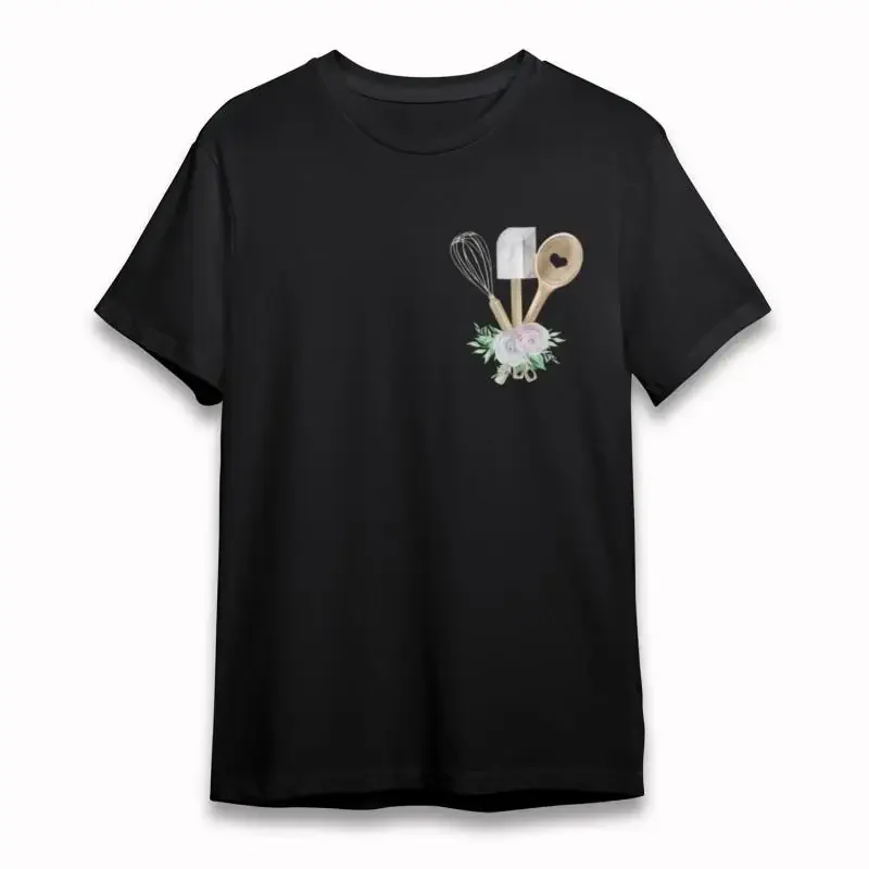 Women'S Soft Classic T Shirt Baking Tools And Floral Art Cotton Usa
