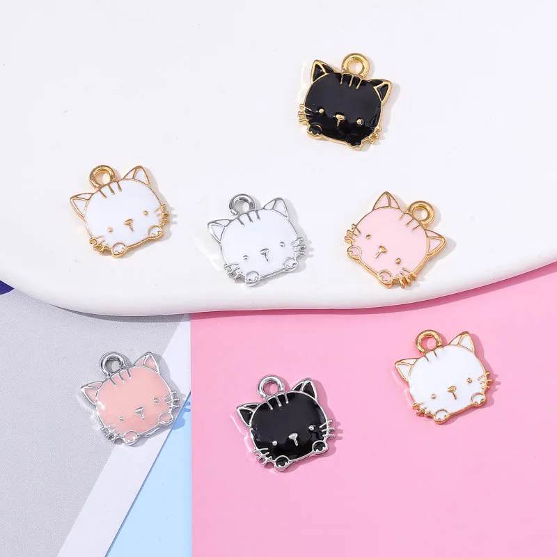 

20Pcs 13*15mm Alloy Enamel Cat Pendants Jewelry Making Fashion Earrings Necklaces Bracelets Craft Supplies Accessories DIY Findg