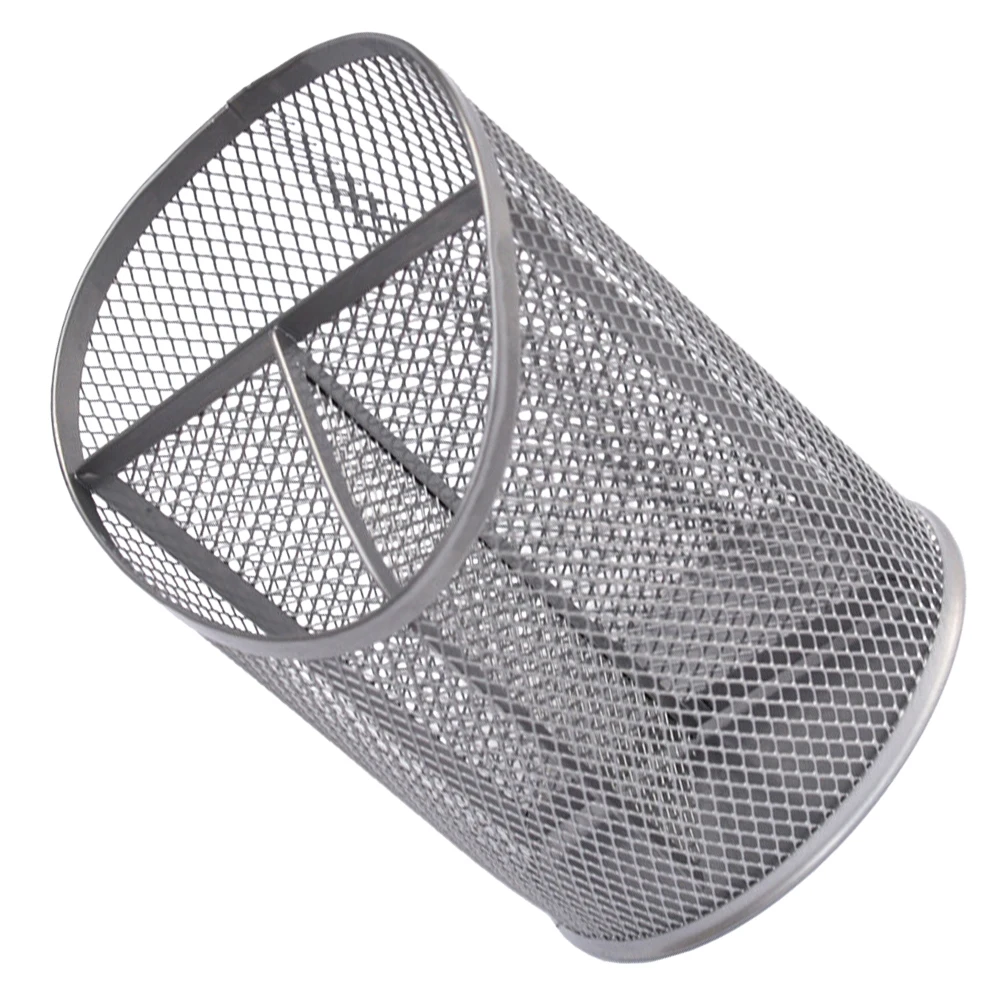 

Metal Pen Holder Desk Container for Pencil Storage Lightweight Portable Home Office Decor Silver Color