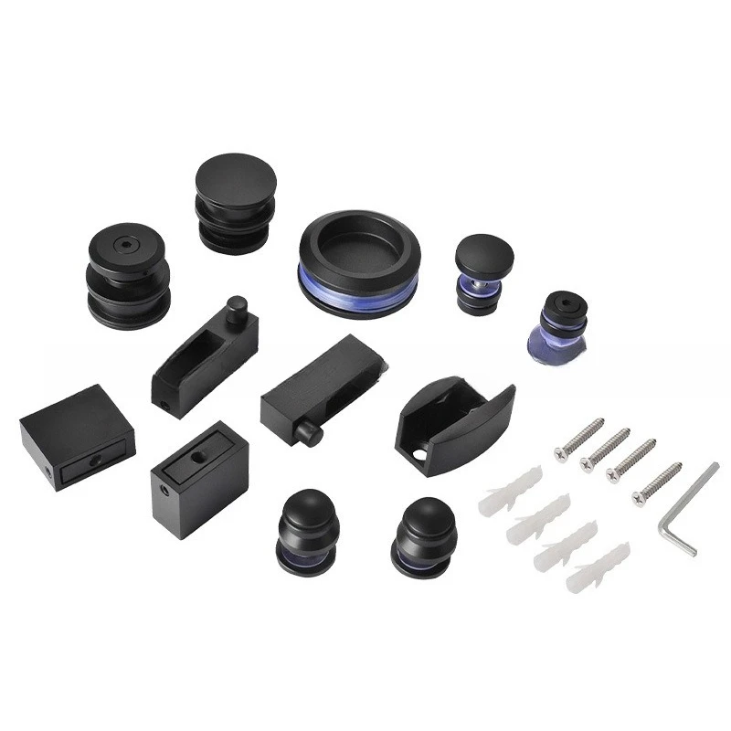 

Stainless steel shower room glass sliding door thickened hanging pulley black bathroom roller furniture hardware accessories