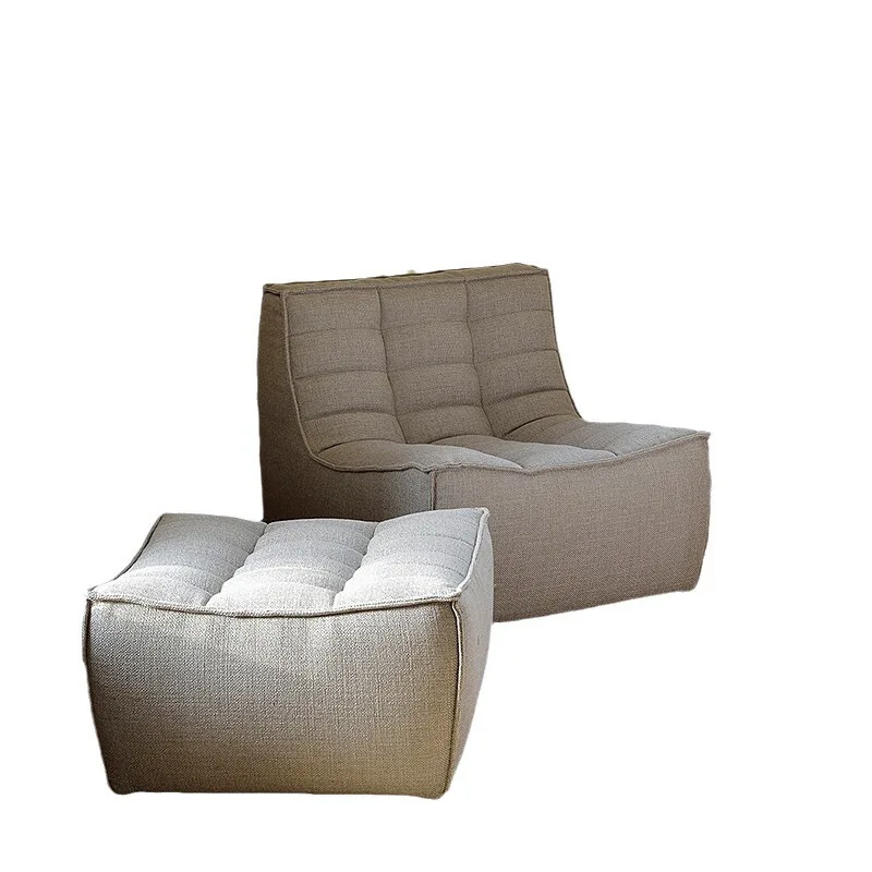 

Fabric sofa modern simple cream wind straight row small apartment module corner three people furniture
