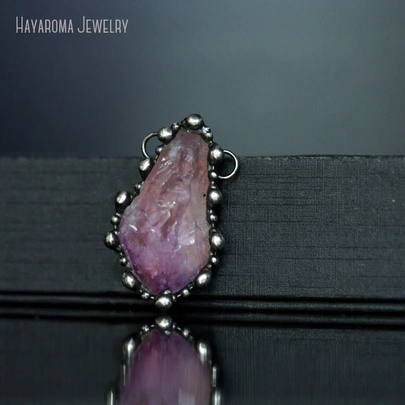 10Pcs Jewelry Vintage Handmade Geometric Free Form Amethysts Crystal Soldered Wholesale Tin Alloy Antique Silver Color Pendant