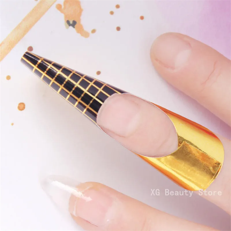 100/200/500PCS French Nail Form Tips Gel UV acrilico Estensione Curl Guide Adesivi Stampo artistico per manicure acrilica
