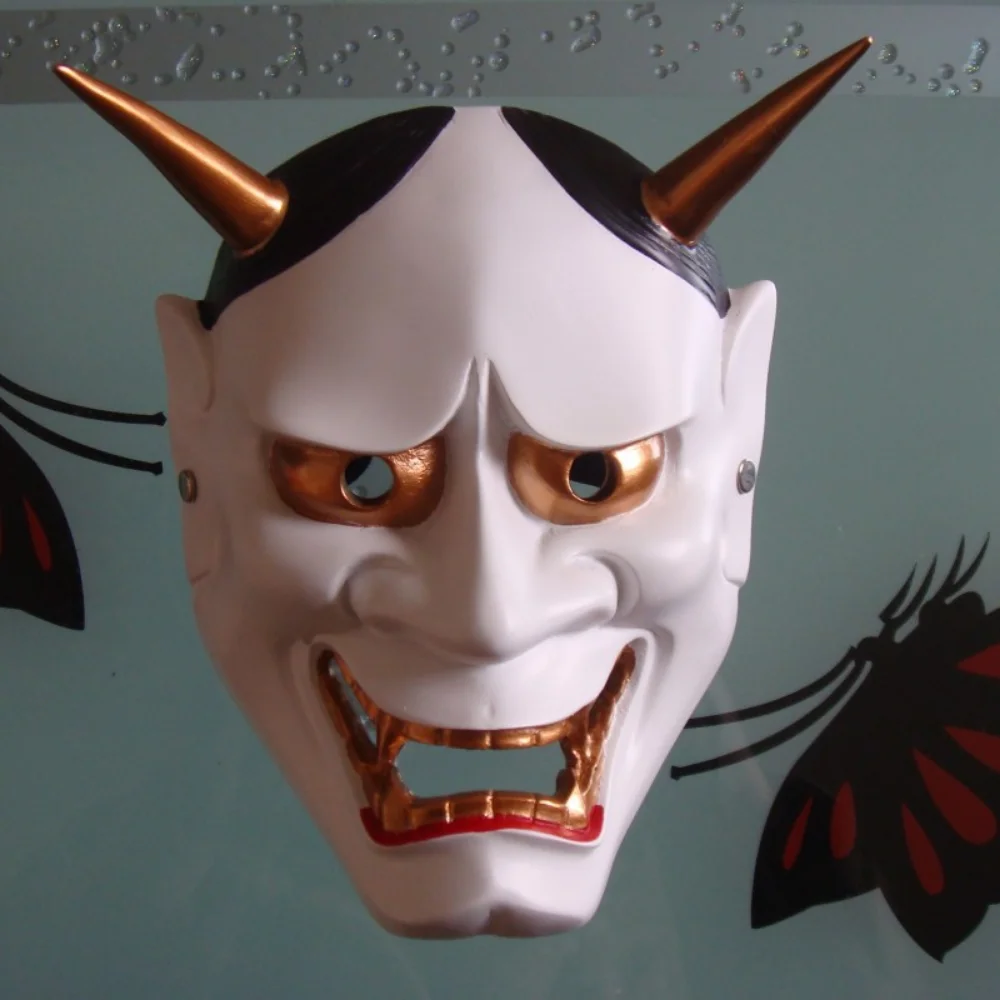 

Demon Prajna Resin Mask Cosplay Japanese Buddhist Hannya Grimace Evil Devil Head Christmas Carnival Horror Wraith Mask Gifts