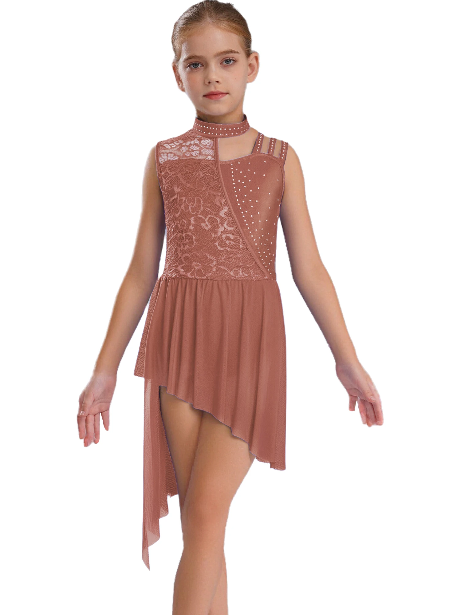 Kinder Mädchen Glänzende Strasssteine Ballett Jersey Trikot Kleid Gymnastik Künstlerische Eiskunstlauf Lyrical Dance Performance Kostüm
