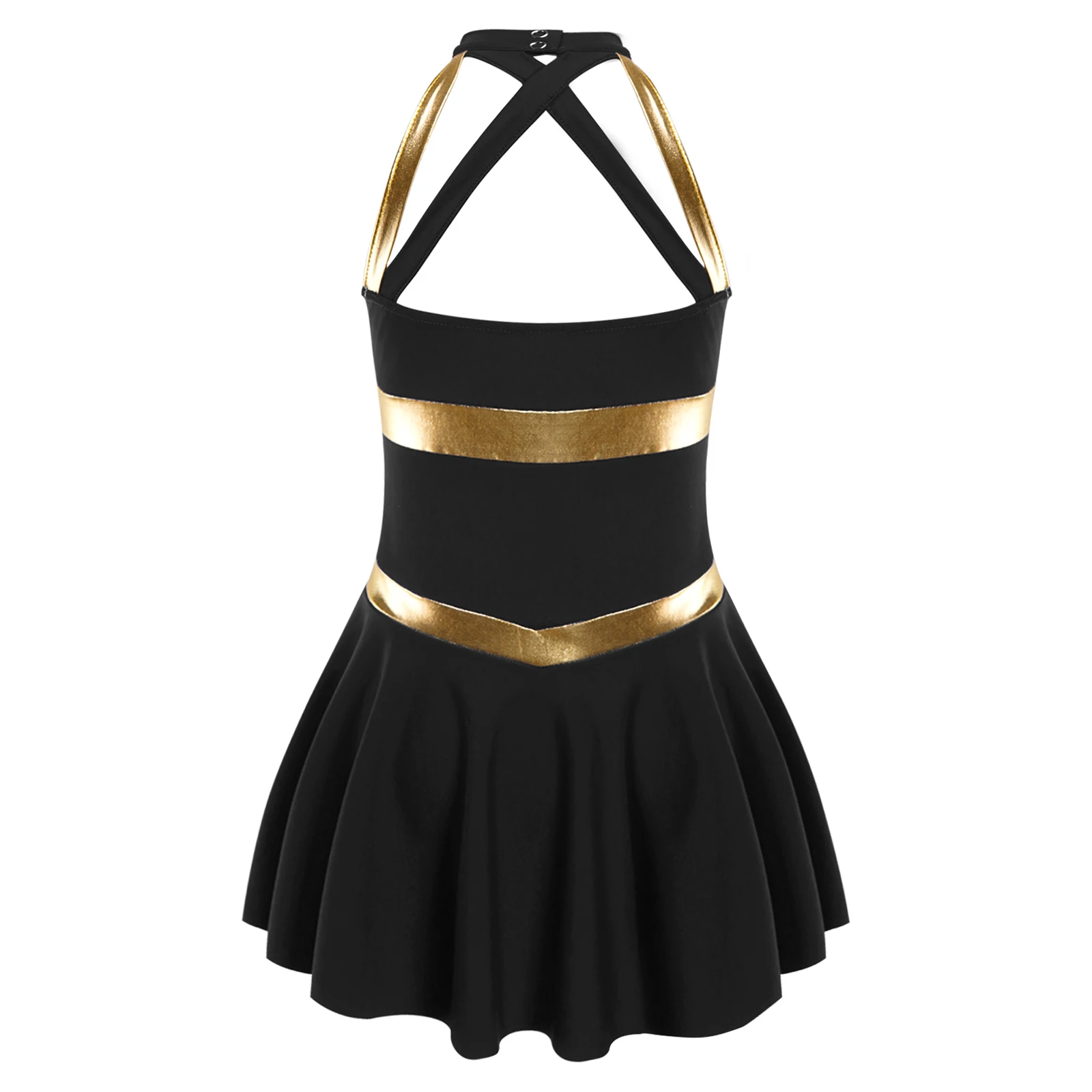 Kids Girls Cheerleader Costume Dancewear Sleeveless Letter Print Hollow Back Dance Cheerleading Uniform Dress Group Clothing