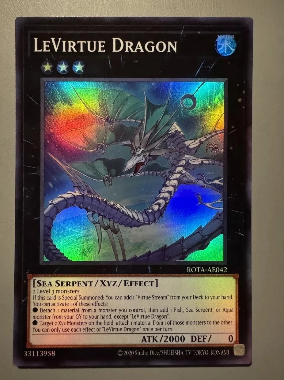 

Yugioh KONAMI Duel Monsters ROTA-AE042 LeVirtue Dragon Супер редкая азиатская английская коллекция мятная карта