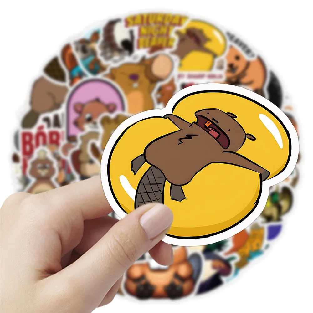 10/52Pcs Cartoon Small Beaver Otter Stickers for Stationery Car DIY Kids Toy Car Reward Sticker Scrapbook Material Craft Supplie