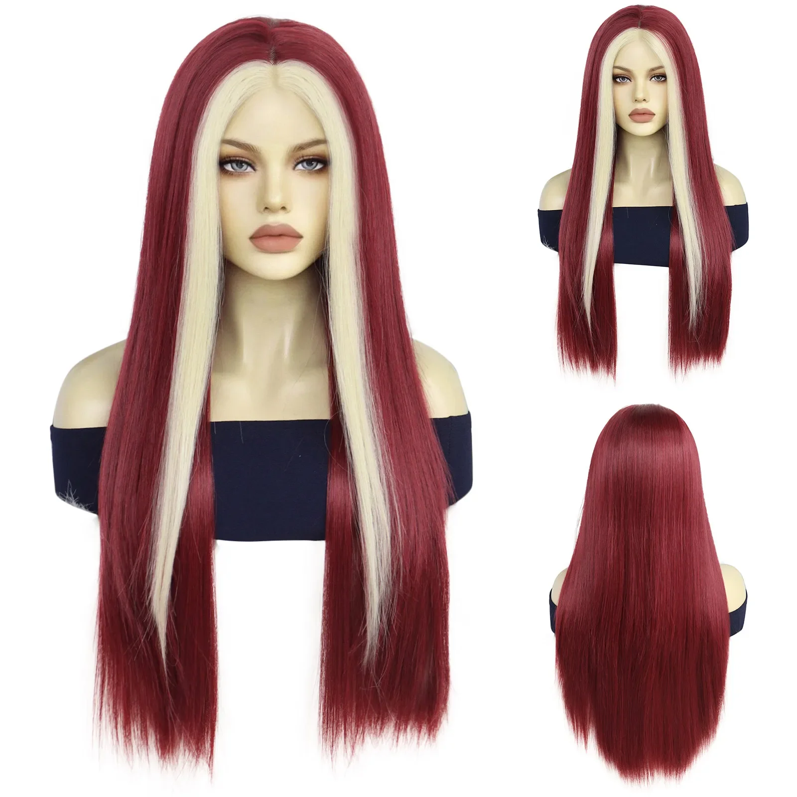 

Синтетический 13*3 красный и светлый прямой парик фронта шнурка 30 дюймов для модных женщин