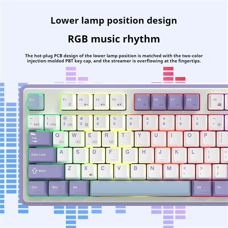 AJAZZ AK870 Mechanical Keyboard Tri Mode Bluetooth 2.4G 87keys With Screen Hot Swappable RGB Customized Gaming Keyboard Gifts