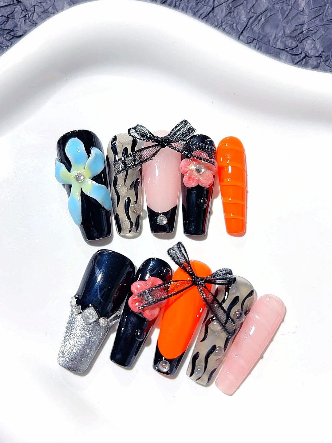 

Bowknot Light Luxury Nail Art Trapezoid Style Fashion Manicure (D294)