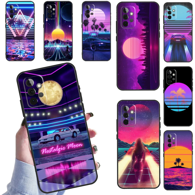 Vaporwave 80's Retro Neon Synthwave Case For Samsung A52S A21S A02S A03S A51 A71 A50 A70 A12 A22 A32 A42 A72 A52 Phone Coque