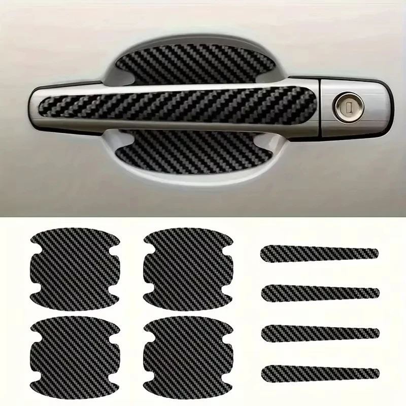 8PCS Door Handle Sticker Scratch-Proof Car Door Protective Sticker Door Bowl Scratch Resistant Protective Film Aecorative Strip