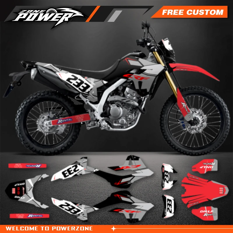 Powerzone Motorcycle Graphic Decal Stickers Kits For Honda CRF300L 2021 Number Name Customize 01